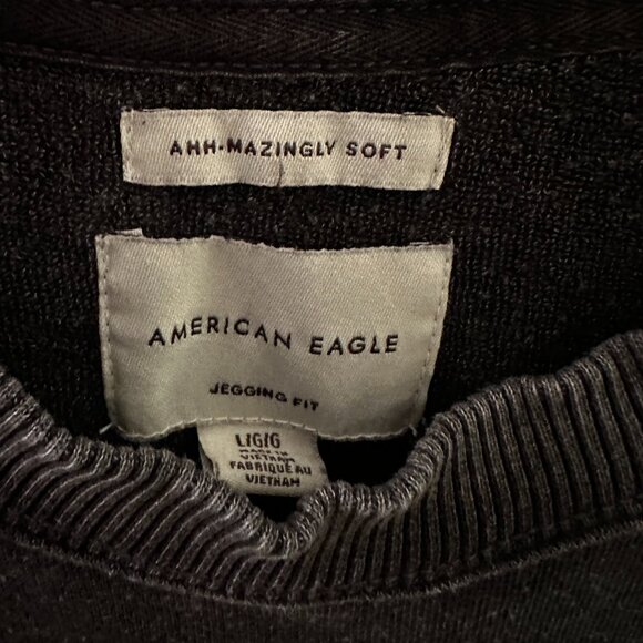 American Eagle Drop Waist Soft Gray Babydoll Sweatshirt Dress - Size Large - Picture 3 of 3